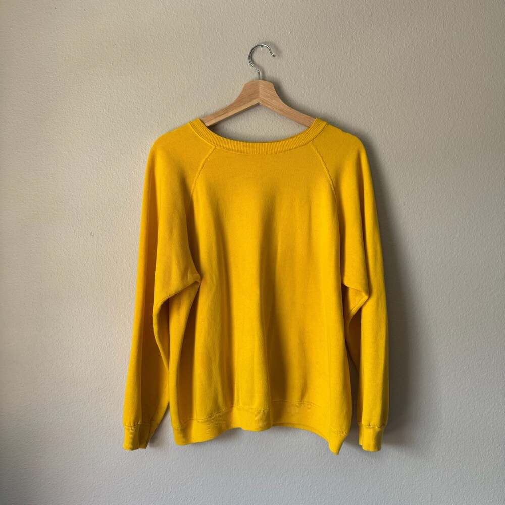 Vintage 90s Hanes Her Way Yellow Blank Raglan Sweatshirt USA Made Large